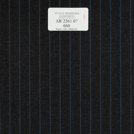 AR 2261 07 CANONICO - 100% Wool - Đen Sọc Xanh Dương